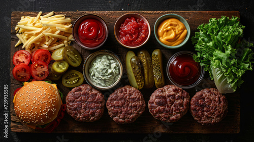 Ingredients for making a burger