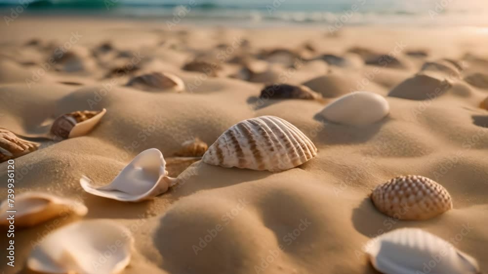 Seashells Scatter on Sandy Shore