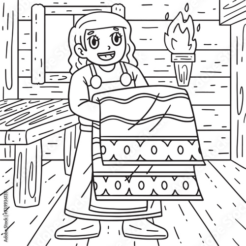 Viking with Tapestry Coloring Page for Kids
