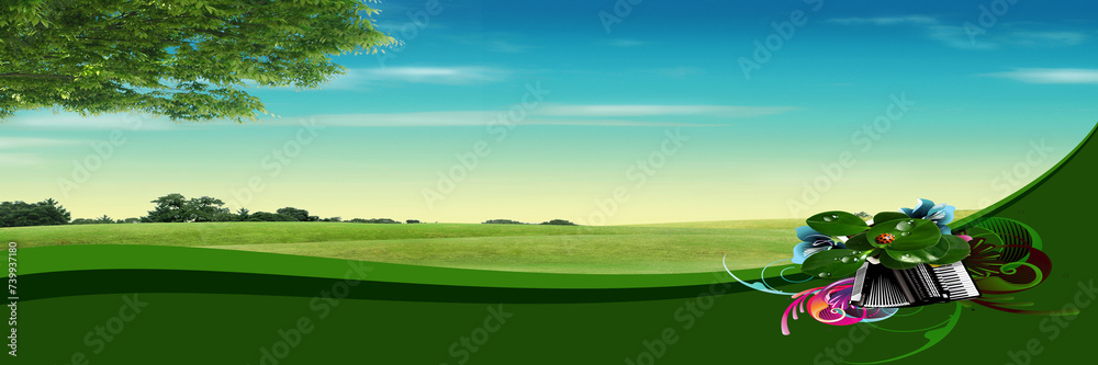 Landscape background of green grass