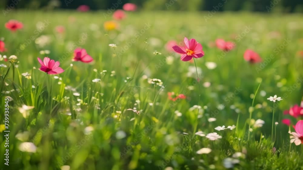 Vibrant Pink and Yellow Flowers Covering a Field in Full Bloom Vibrant Pink and Yellow Flowers Covering a Field in Full Bloom