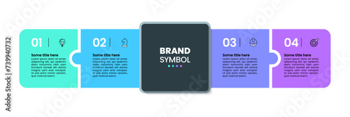 Infographic template. Banner with 4 steps and headline in the middle