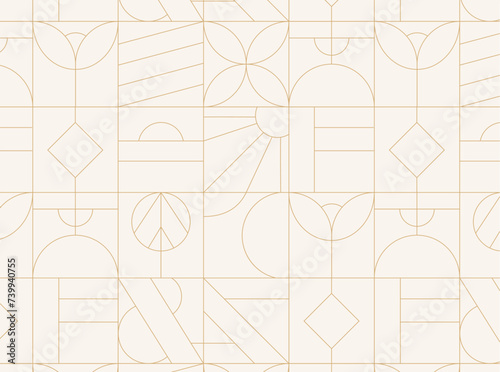 Obraz na płótnie Art deco geometrical seamless vintage pattern drawing on light background. w salonie
