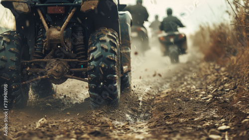 Off-road racing on ATVs.