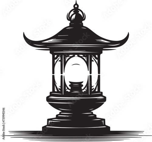 silhouettes of lantern isolated on white background