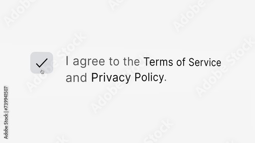 Checkbox of accepting terms and condition on web interface. photo