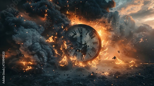 Fire Clock in Apocalyptic Scene