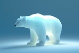 3D illustration of a translucent polar bear on a blue background, symbolizing climate change and environmental conservation.