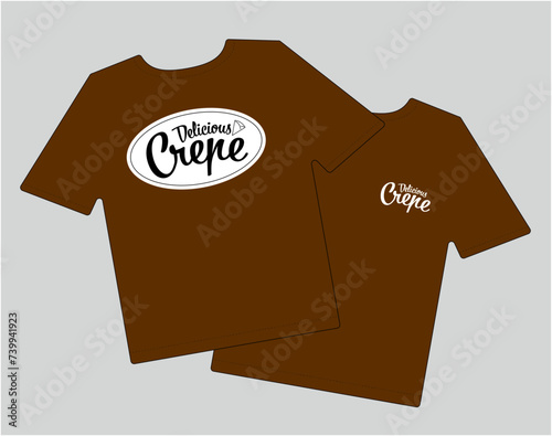クレープ屋さんのTシャツをイメージしたイラストレーションです。お店のグッズやスタッフTシャツなどにオススメです。