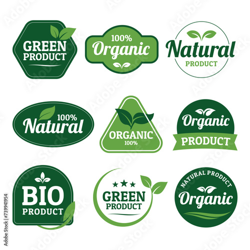 Natural product badge vector set