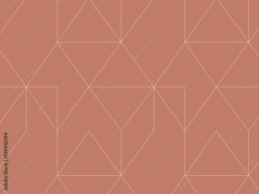 Art deco triangle seamless vintage pattern drawing on green background.