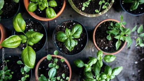 Essence of Urban Gardening - Fresh basil plants growing in urban setting, showcasing organic living and hobby gardening