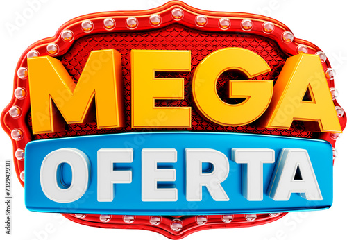 selo promocional mega sorteio com bordas vermelhas, fundo 3d, selo varejo