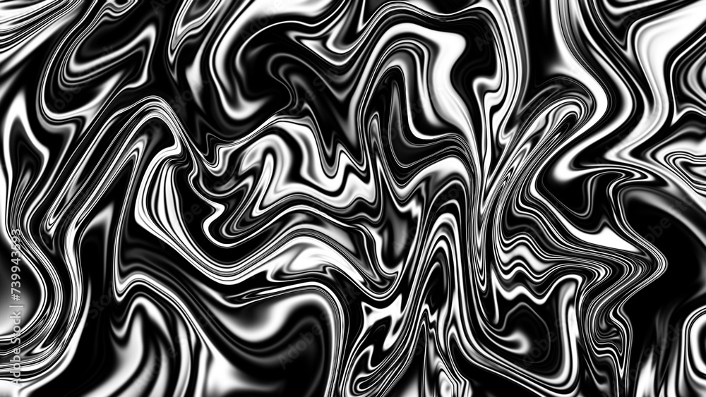 Black And White Fluid Abstract Background. Melty Metalic Liquid. Undulating Contrasts, Flowing Lines Black And White Fluid Abstract Background. Melty Metalic Liquid. Undulating Contrasts, Flowing Lines