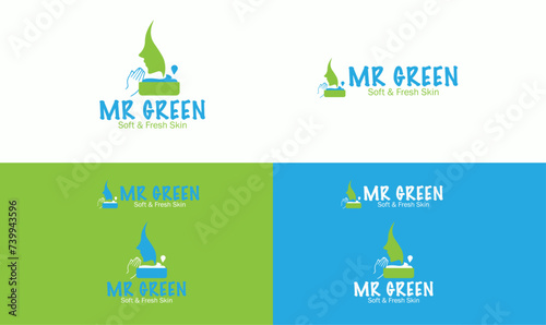 iconic and minimal logo, skincare logo, soft and fresh logo, face logo, and iconic face logo design for Mr. Green.