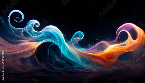 colorful smoke swirl on a dark background