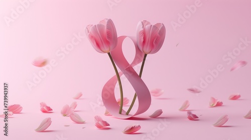 Pink Tulips Wrapped in Number 8