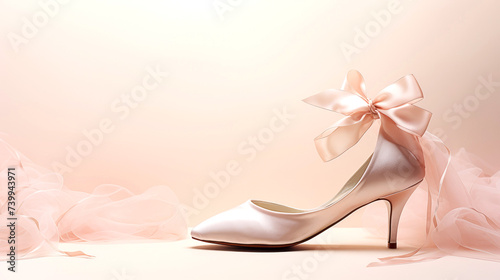 Classic Wedding Heel with Pink Ribbon