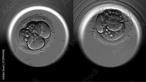Blastocyst formation (human egg fertility cell division) under microscope.
