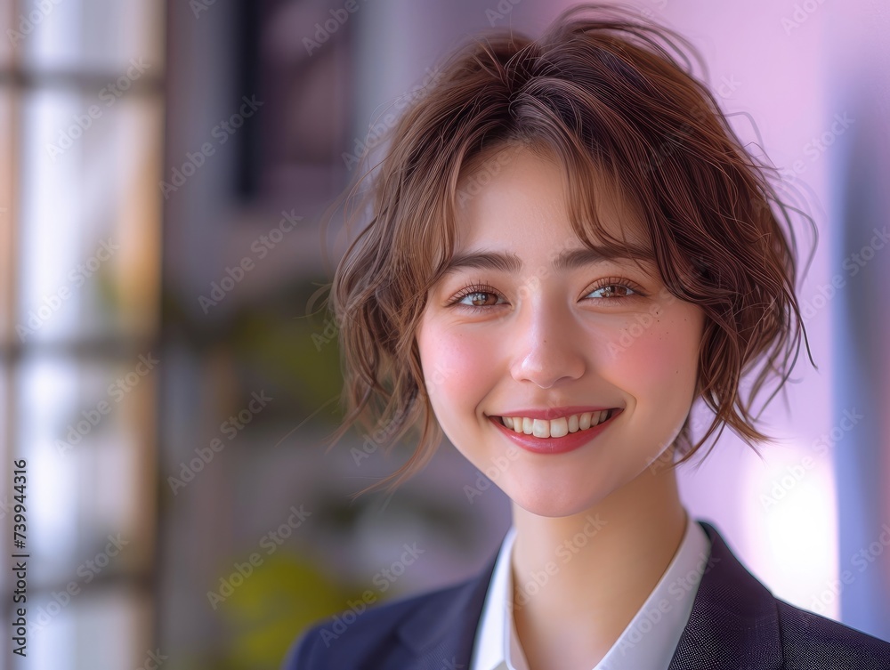 happy smiling or laughing Asian female office worker happy smiling or laughing Asian female office worker