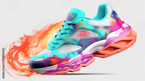 Colorful Cool Running Shoe Sneakers Mockup  