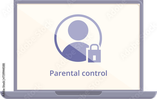 Laptop parental control icon cartoon vector. Digital block. Service lock