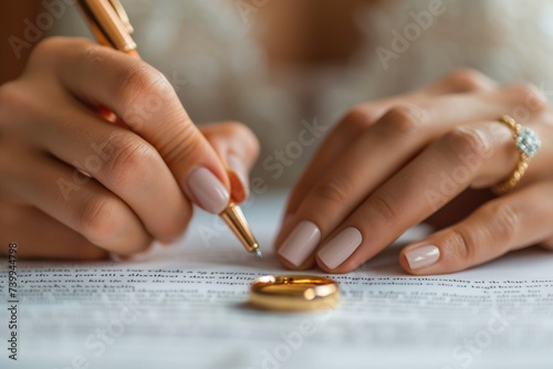 Bride Writing Wedding contract photo