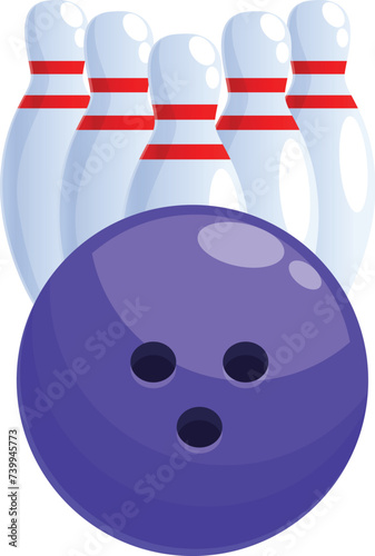 Game skittles icon cartoon vector. Bowling sport. Hit play score