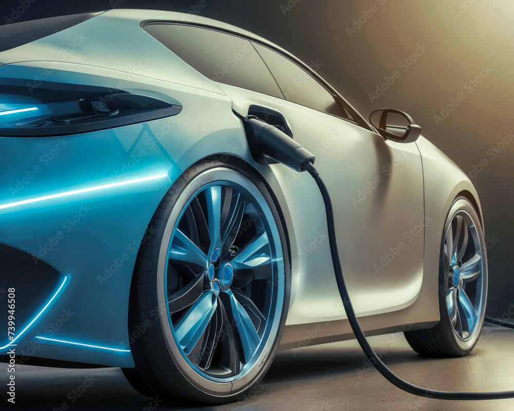 custom made wallpaper toronto digitalsilver modern electric vehicle, EV car at the charging station