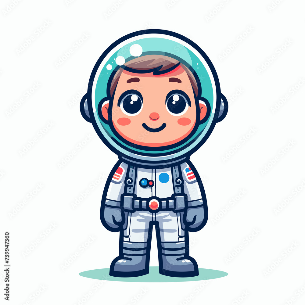 Cartoon character astronaut, flat colors