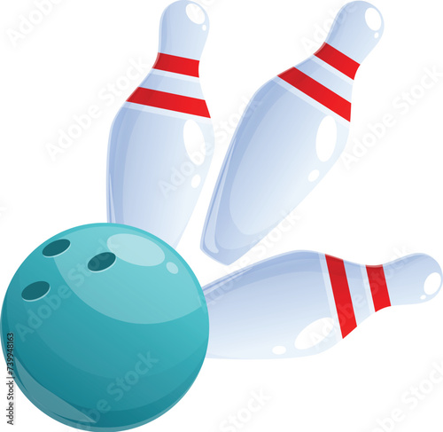 Play hit skittles icon cartoon vector. Team event. Winner tool ball