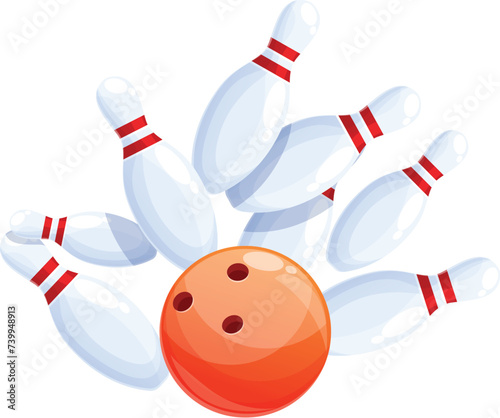 Strike hit ball icon cartoon vector. Skittles tools. Team gaming motion