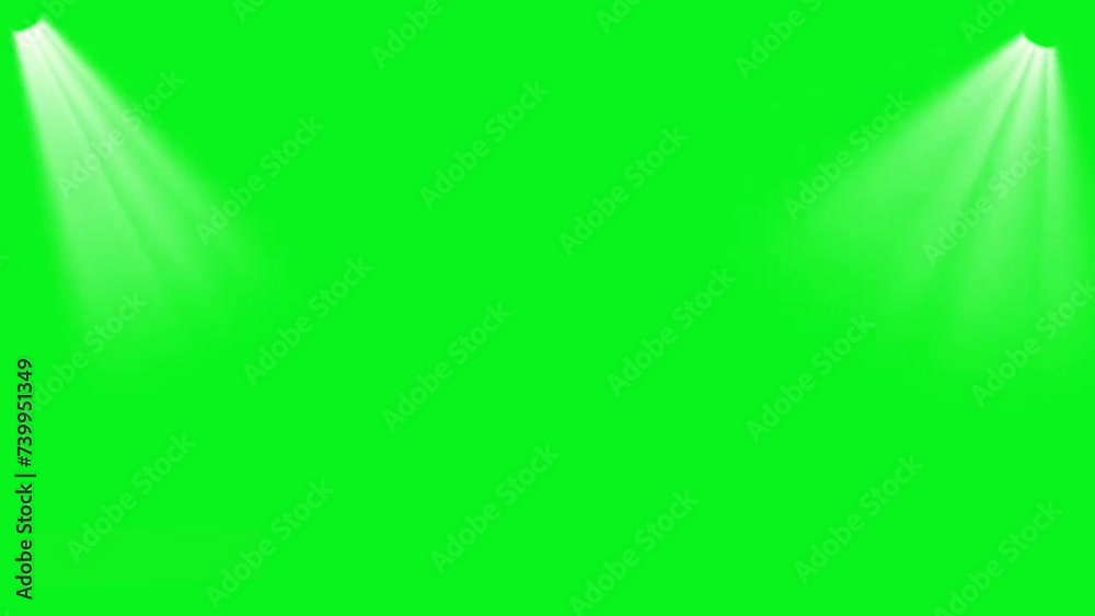 Beams lights on stage footage with green screen background.