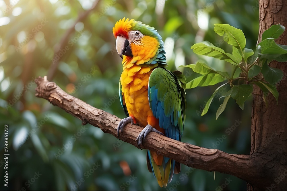 Obraz premium Beautiful parrot on a tree branch