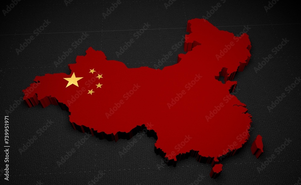 China map in national flag colors. 3D illustration. China map in national flag colors. 3D illustration.