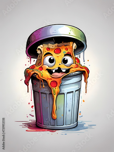 Just 1 slice of pizza, very delicious, cartoon art style, type 36 photo