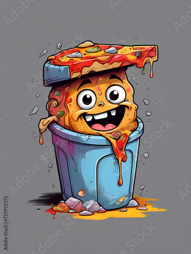 Just 1 slice of pizza, very delicious, cartoon art style, type 21 photo