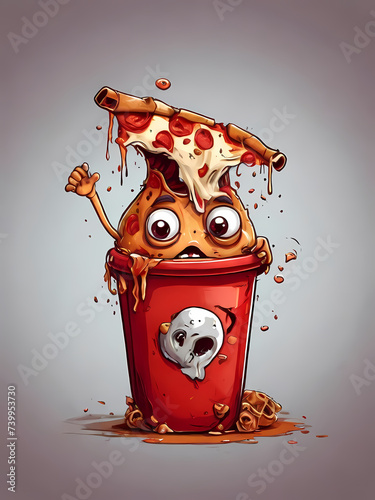 Just 1 slice of pizza, very delicious, cartoon art style, type 13 photo