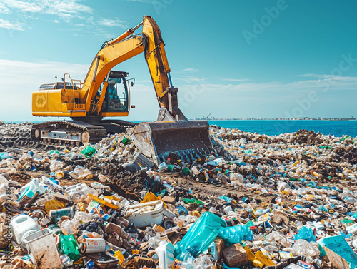 Modern recycling operations turning waste back into valuable resources photo