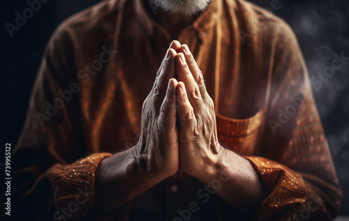 Namaste or Namaskar hands gesture. Prayer position.