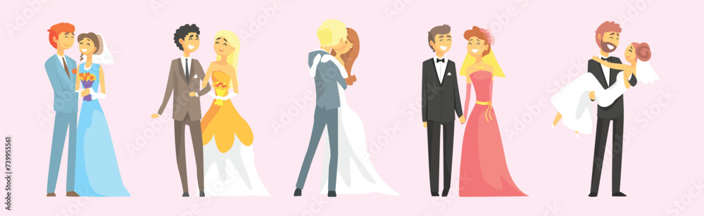 Wedding Couple Man and Woman Character Standing Vector Set Wedding Couple Man and Woman Character Standing Vector Set