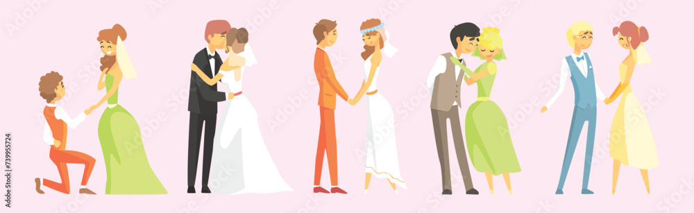 Wedding Couple Man and Woman Character Standing Vector Set Wedding Couple Man and Woman Character Standing Vector Set