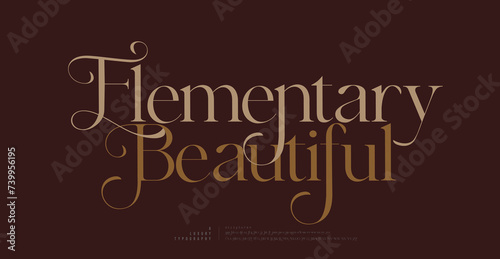 Elegant wedding logo alphabet font and number. Typography luxury classic lettering serif fonts decorative logos vintage retro. vector illustration