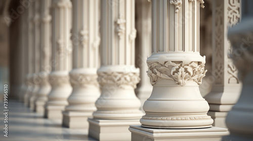  Marble pillars building detail. AI generated. photo