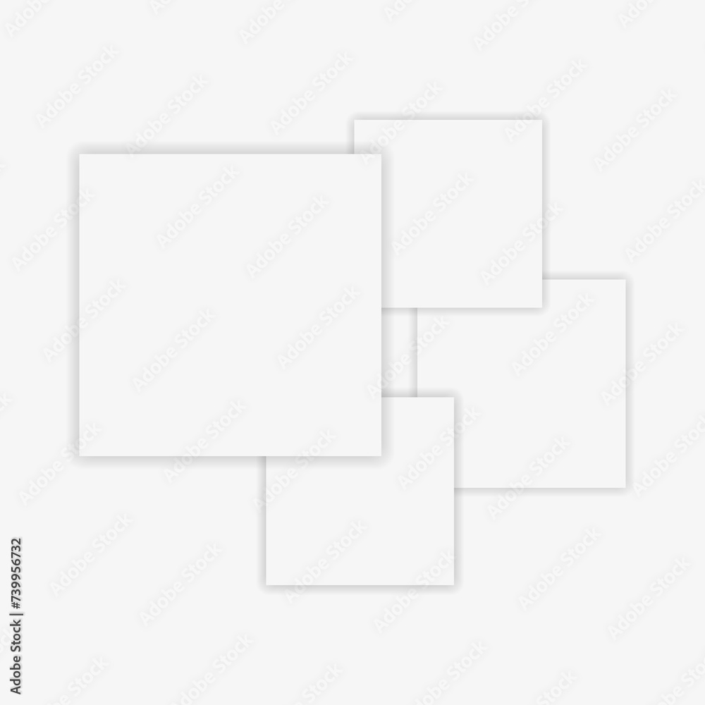 A composition of empty square frames. Photo collage template. A composition of abstract painting frames and a developed collection of vector mood board templates. 4 empty frames with shadow A composition of empty square frames. Photo collage template. A composition of abstract painting frames and a developed collection of vector mood board templates. 4 empty frames with shadow