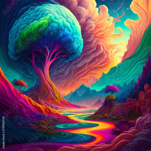 surreal colorful landscape background