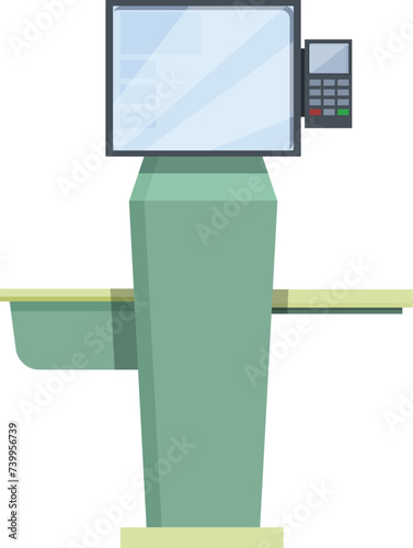 Terminal self service icon cartoon vector. Monitor machine. Screen retail