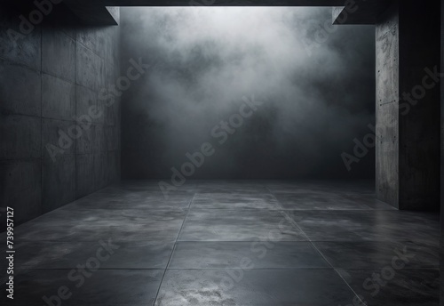 Mysterious Dark Mist over Concrete Floor