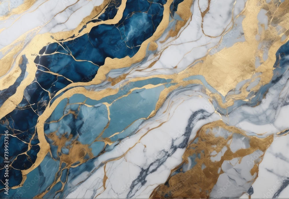 Elegant Blue and Gold Marble Texture