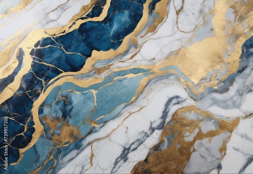 Elegant Blue and Gold Marble Texture